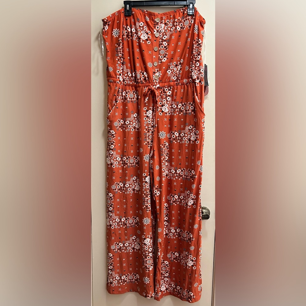 Strapless Cotton Wider Leg Jumpsuit